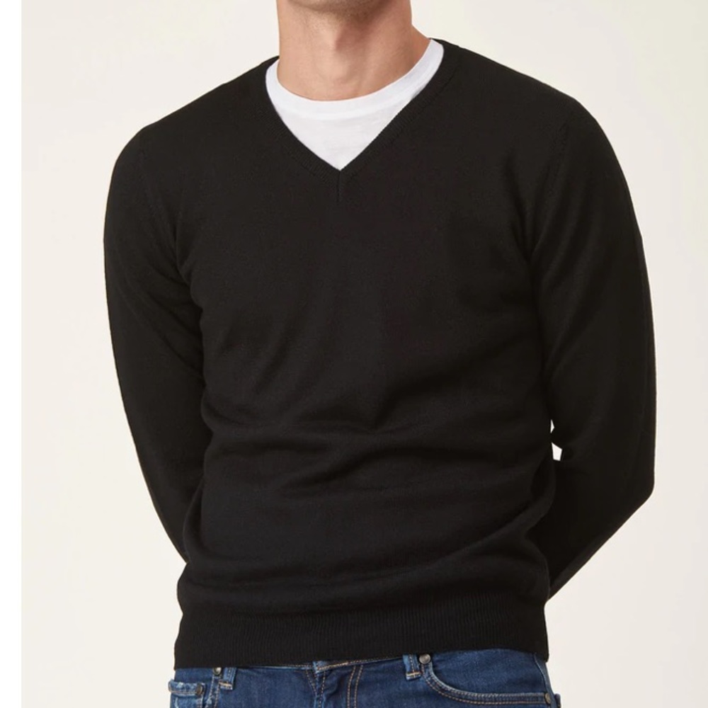 🛍 Eredipisano Roma Mens Black Cashmere V-Neck Sweater, Size Medium, EUC